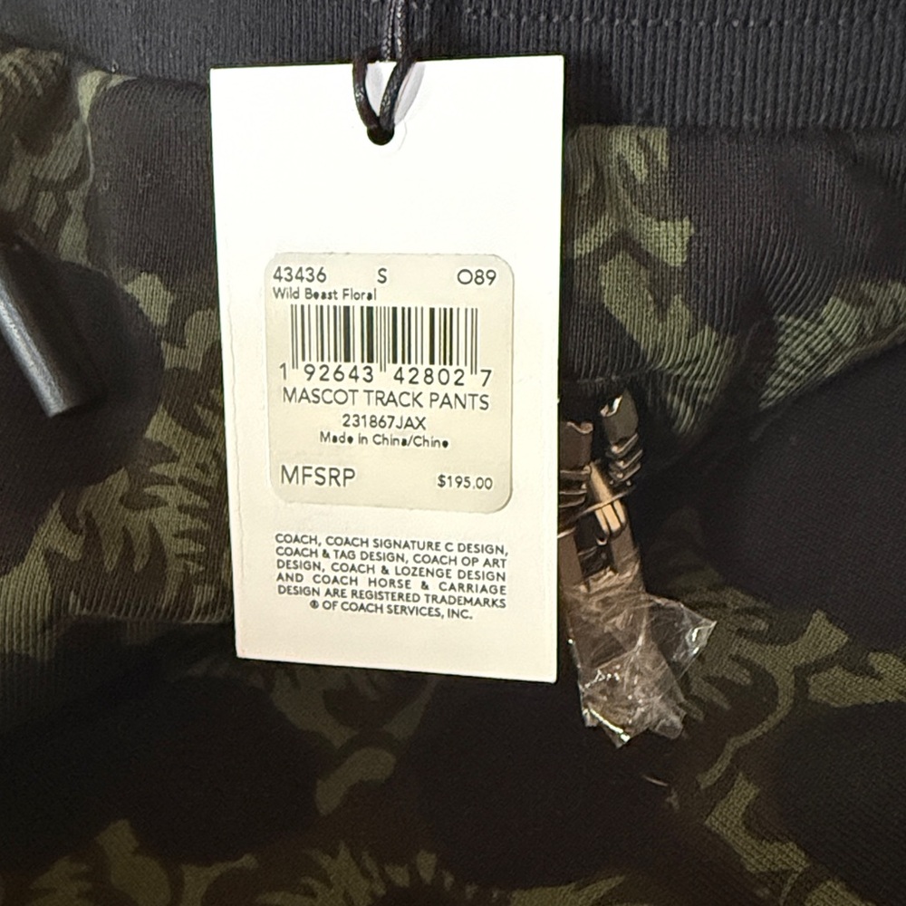 Coach 1941 Wild Beast Floral Mascot Track Pants Green S NWT $195 - Picture 7 of 9
